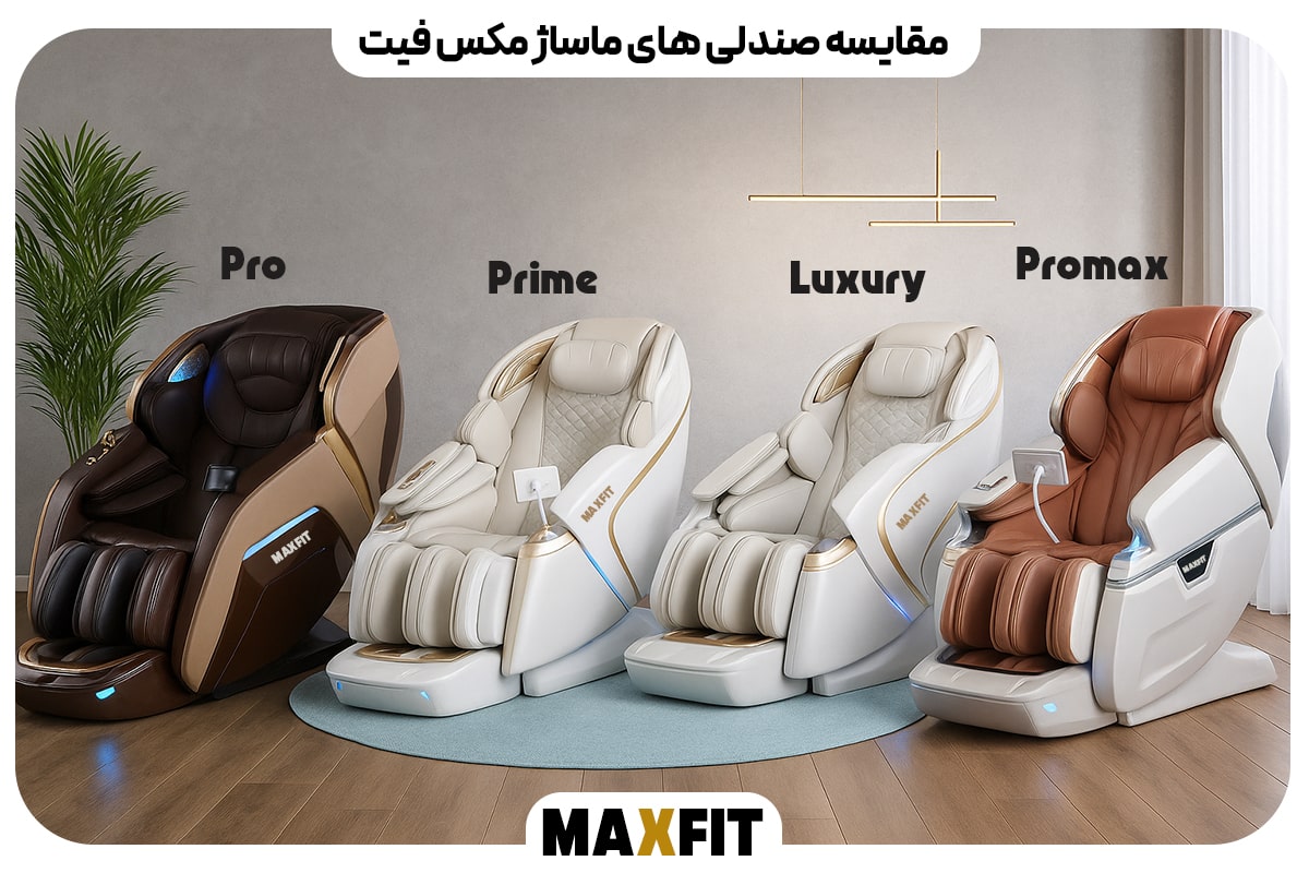 مقایسه صندلی‌ های ماساژ مکس فیت (Luxury، Prime، ProMax و Pro) | کدام مدل برای شما مناسب‌ تر است؟