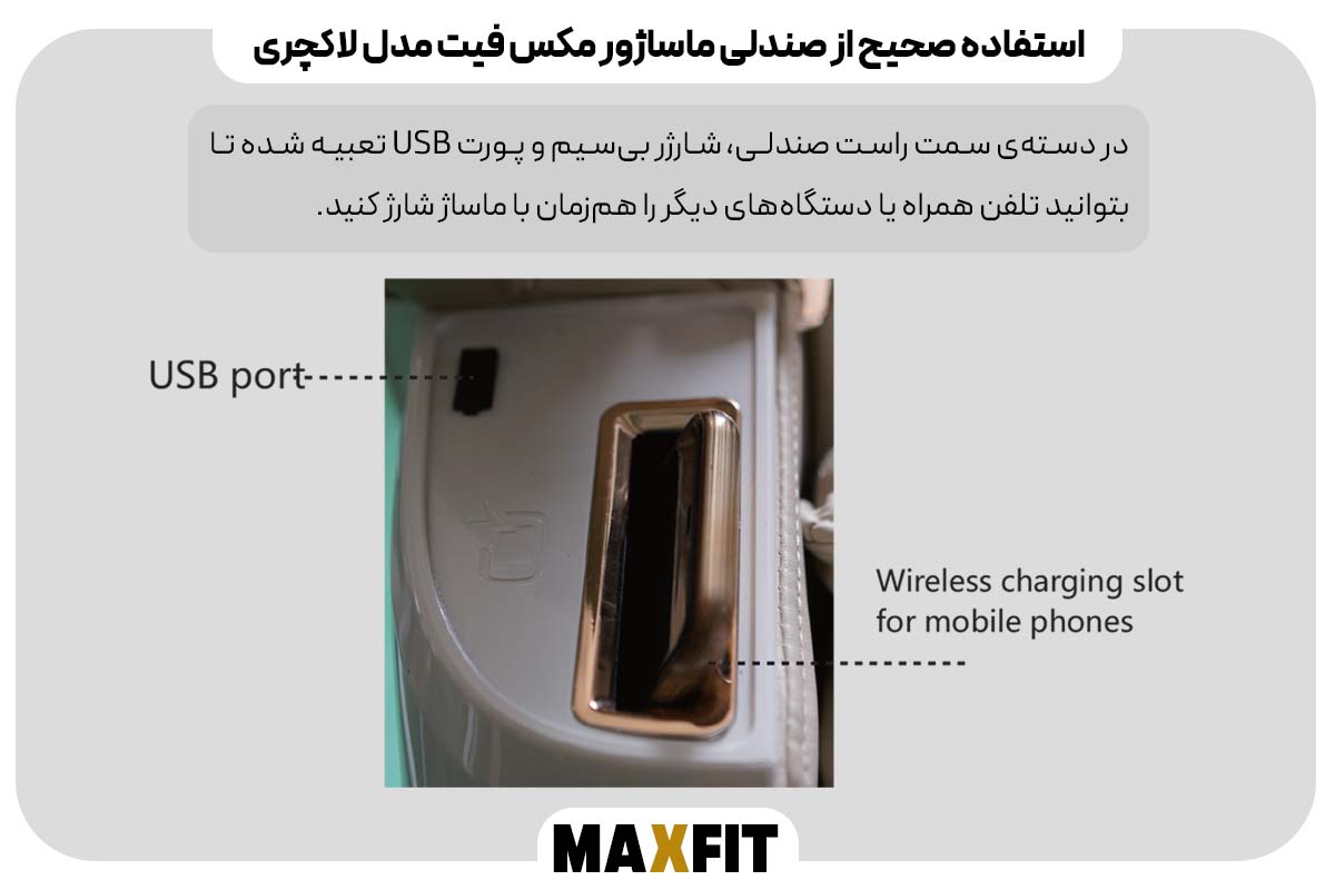 آشنایی با اجزای اصلی صندلی -شارژر بی‌سیم و پورت USB
