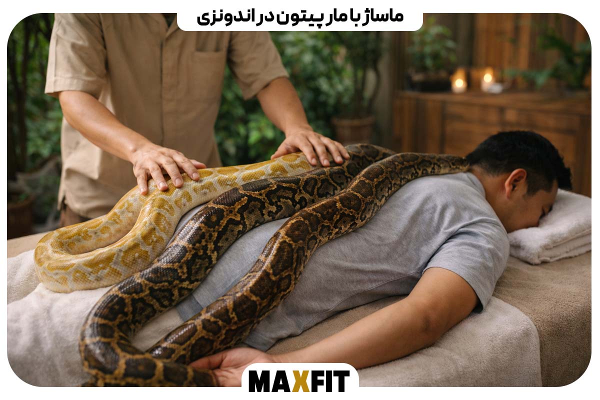 Massage with a python in-Indonesia