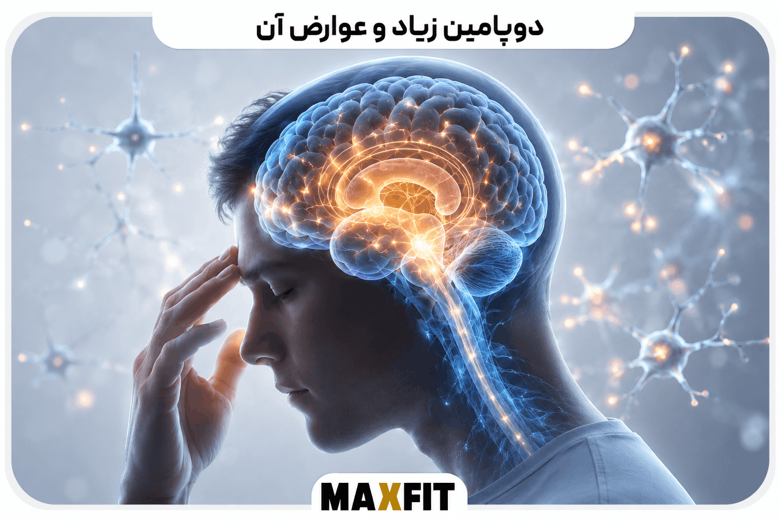 تصویر علمی از فعالیت بیش از حد مسیرهای دوپامینی مغز و ارتباط آن با سیستم پاداش و رفتارهای تکانشی